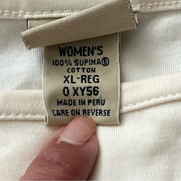 L. L. Bean Womens XL 3/4 sleeve cotton shirt off white - Picture 4 of 4